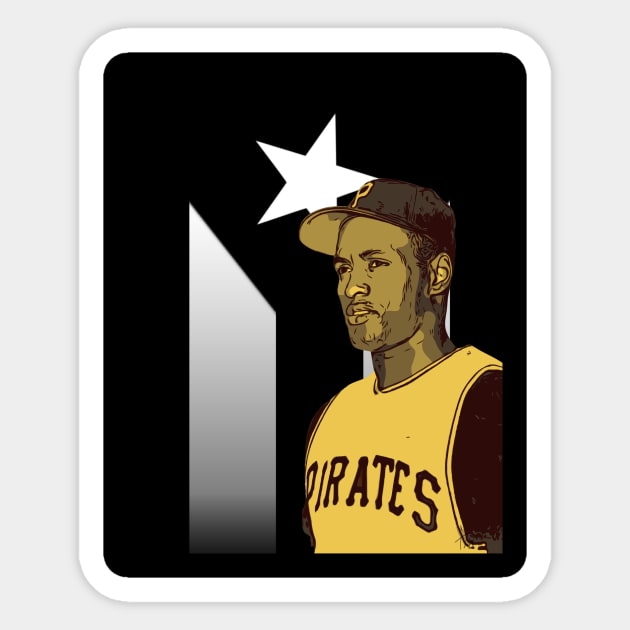 Roberto Clemente | Black Puerto Rico Flag Sticker by Art y Son con Tania